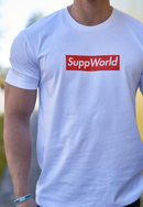 SUPPWORLD STAPLE TEE WHITE/ RED LOGO